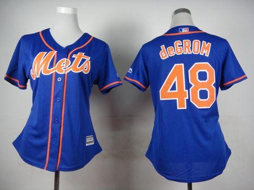 Women New York Mets #48 Jacob deGrom Blue Alternate Stitched Baseball Jersey