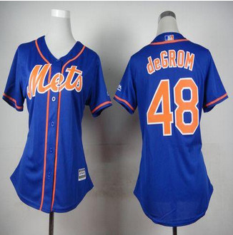 Women New York Mets #48 Jacob deGrom Blue Alternate Stitched Baseball Jersey