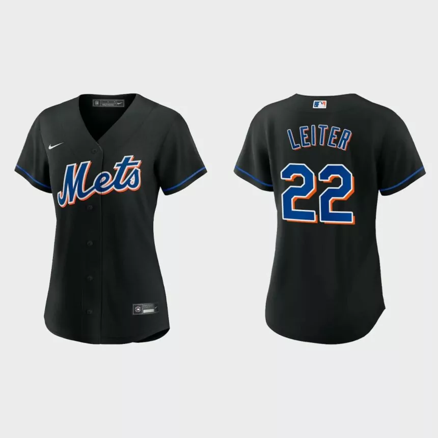 Women New York Mets Al Leiter Black Replica Alternate Jersey
