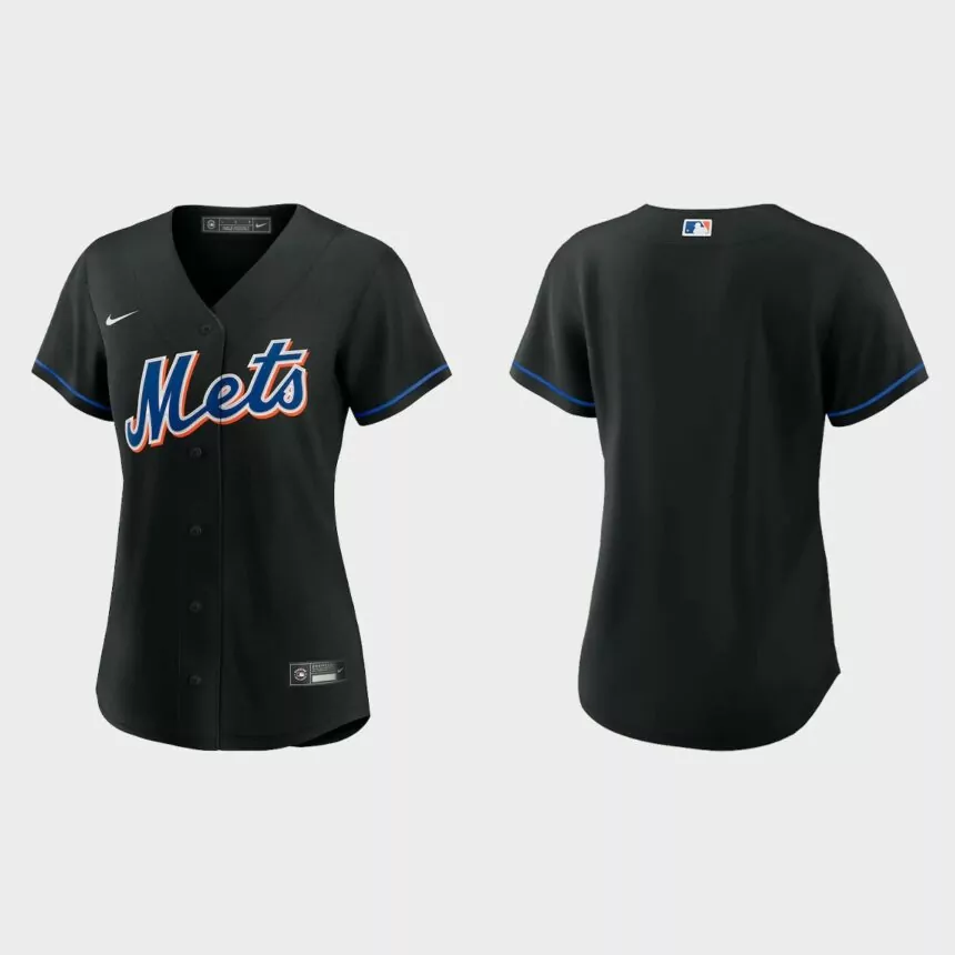Women New York Mets Black Replica Alternate Jersey