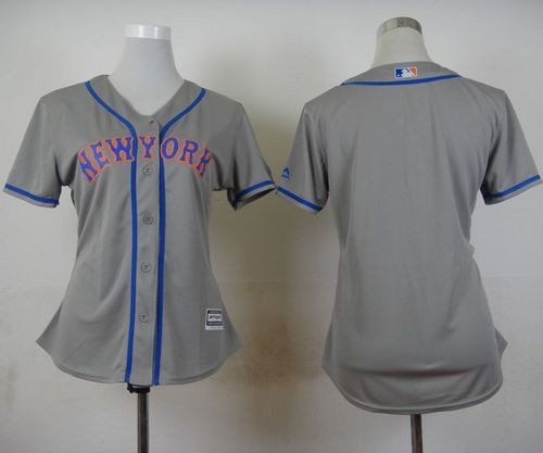 Women New York Mets Blank Grey Road Stitched Baseball Jersey