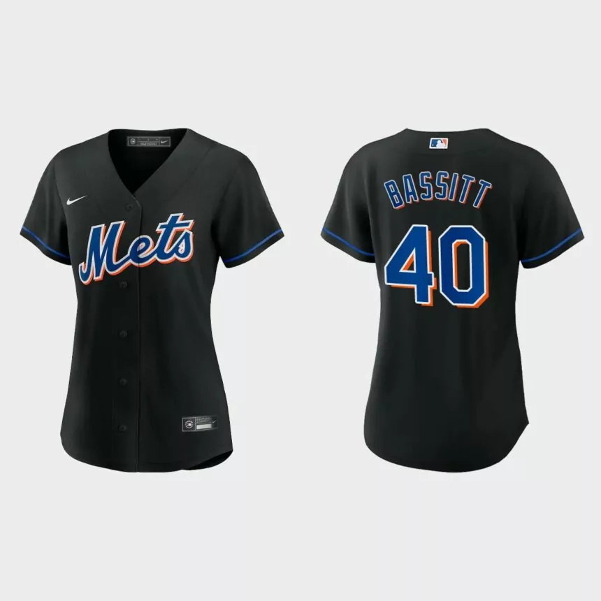 Women New York Mets Chris Bassitt Black Replica Alternate Jersey