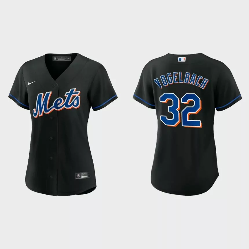 Women New York Mets Daniel Vogelbach Black Replica Alternate Jersey