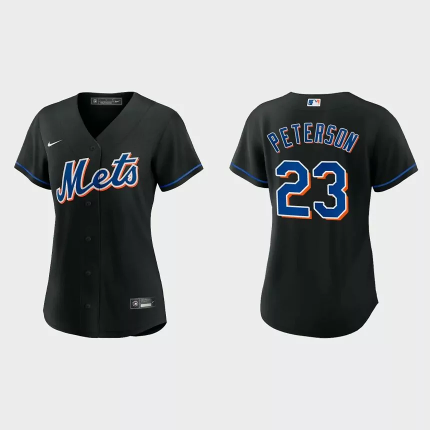 Women New York Mets David Peterson Black Replica Alternate Jersey