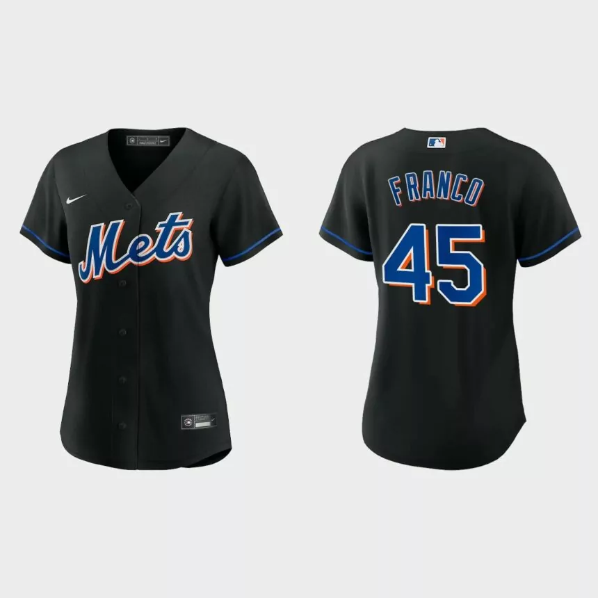 Women New York Mets John Franco Black Replica Alternate Jersey
