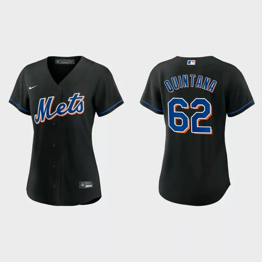 Women New York Mets Jose Quintana Black Replica Alternate Jersey