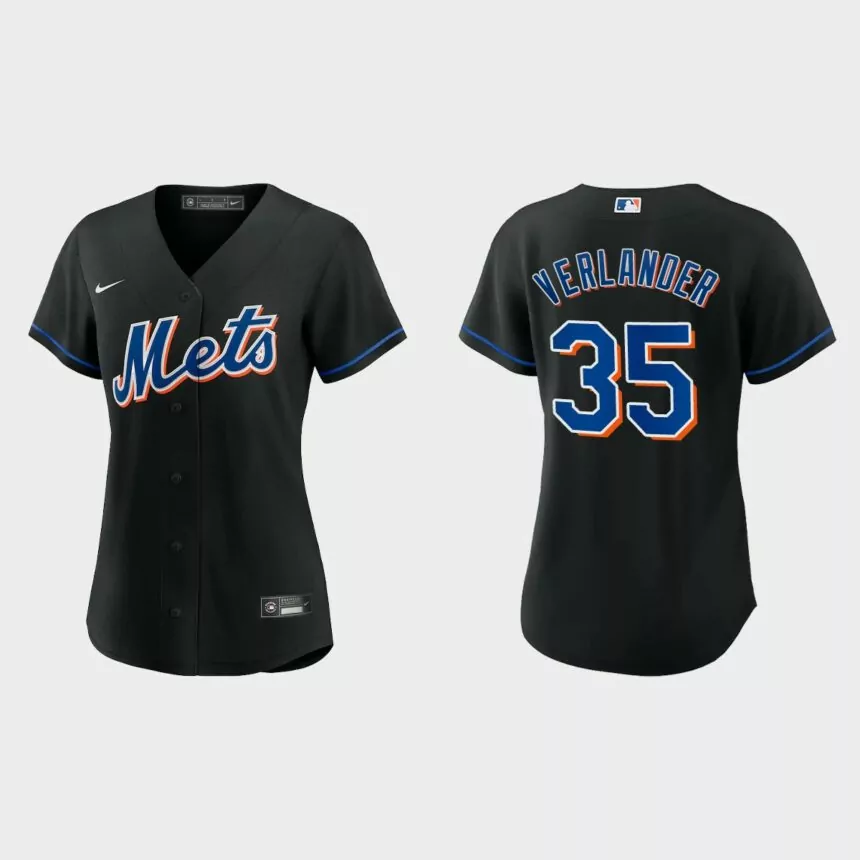 Women New York Mets Justin Verlander Black Replica Alternate Jersey