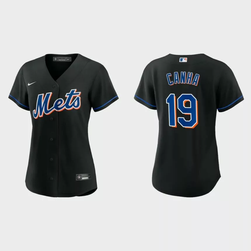 Women New York Mets Mark Canha Black Replica Alternate Jersey