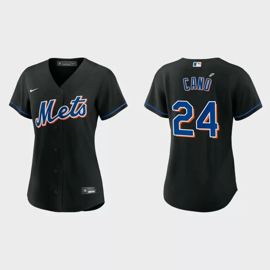 Women New York Mets Robinson Cano Black Replica Alternate Jersey