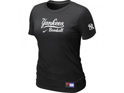 Women New York Yankees NEW Black Short Sleeve Practice T-Shirt