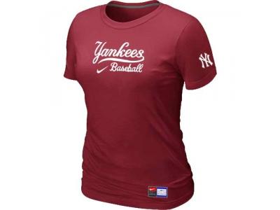 Women New York Yankees NEW Red Short Sleeve Practice T-Shirt