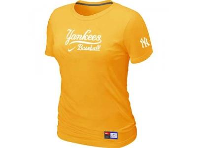 Women New York Yankees NEW Yellow Short Sleeve Practice T-Shirt