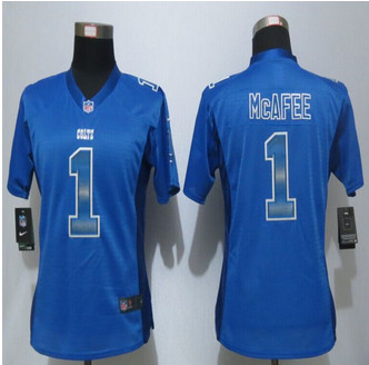 Women New new Indianapolis Colts #1 Pat McAfee Blue Strobe Elite Jersey