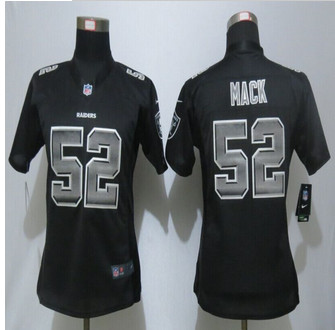 Women New new Oakland Raiders #52 Khalil Mack Black Strobe Elite Jersey