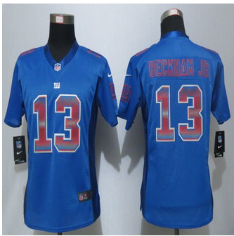 Women New new York Giants #13 Odell Beckham Jr. Blue Strobe Elite Jersey
