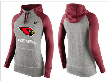 Women Nike Arizona Cardinals Performance Hoodie Grey & Red_1