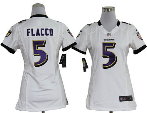 women NEW baltimore ravens 5 joe flacco white jerseys