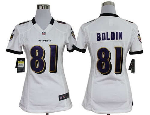 Women NEW Baltimore Ravens 81 Anquan Boldin White Jerseys