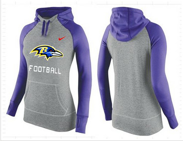 Women Nike Baltimore Ravens Performance Hoodie Grey & Purple_1