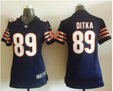 Women Nike Bears #89 Mike Ditka Navy Blue Team Color Stitched NFL Elite Jersey