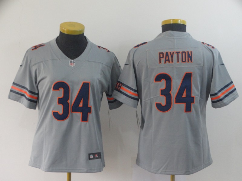 Women Nike Bears 34 Walter Payton Gray Women Inverted Legend Limited Jersey