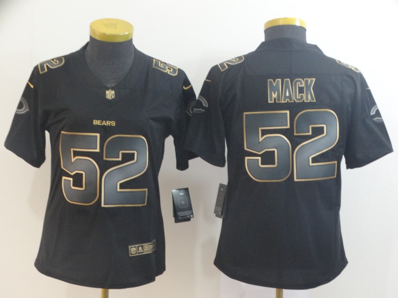 Women Nike Bears 52 Khalil Mack Black Gold Women Vapor Untouchable Limited Jersey