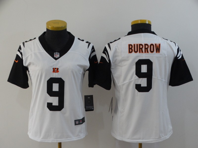 Women Nike Bengals 9 Joe Burrow Black Women 2020 NFL Draft First Round Pick Color Rush Limited Jersey
