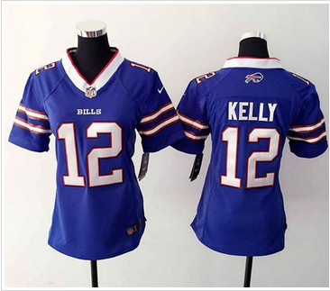 Women Nike Bills #12 Jim Kelly Royal Blue Team Color Stitched NFL Elite Jersey