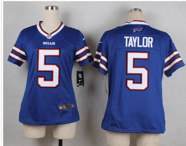 Women Nike Bills #5 Tyrod Taylor Royal Blue Team Color Stitched NFL Elite Jersey