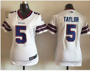Women Nike Bills #5 Tyrod Taylor White Stitched NFL Elite Jersey