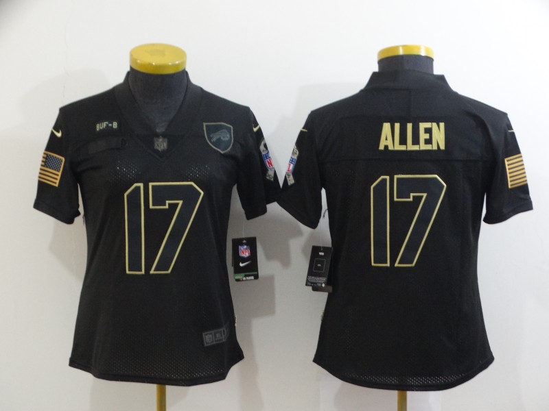 Women Nike Bills 17 Josh Allen Black Women 2020 Salute To Service Limited Jersey