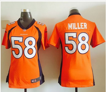 Women Nike Broncos #58 Von Miller Orange Team Color Stitched NFL Elite Jersey