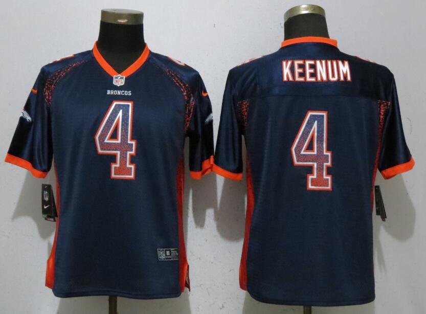 Women Nike Broncos 4 Case Keenum Navy Women Drift Fashion Jersey
