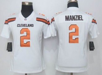 Women Nike Browns #2 Johnny Manziel White Stitched NFL Limited Jersey