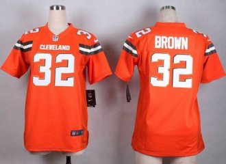 Women Nike Browns #32 Jim Brown Orange Alternate Stitched NFL New Elite Jersey