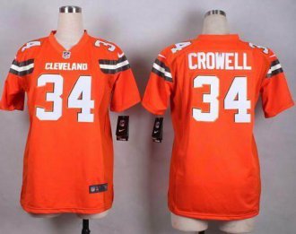 Women Nike Browns #34 Isaiah Crowell Orange Alternate Stitched NFL New Elite jersey