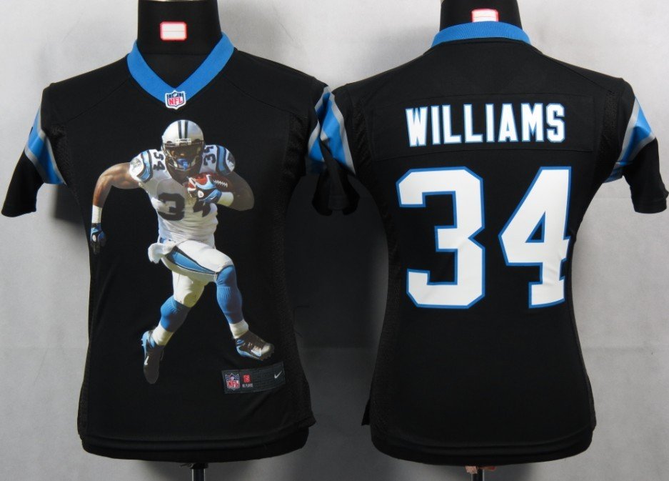 Women NEW NFL Carolina Panthers 34 Williams Black Portrait Fashion Game Jerseys