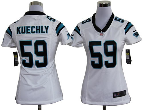 Women NEW Carolina Panthers 59 Luke Kuechly White Jerseys