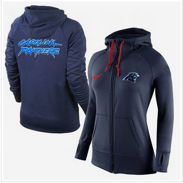Women Nike Carolina Panthers Full-Zip Performance Hoodie Dark Blue