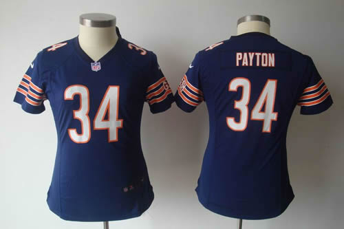 Women NEW Chicago Bears 34 Walter Payton Blue Game Jerseys