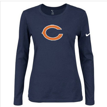 Women Nike Chicago Bears Of The City Long Sleeve Tri-Blend NFL T-Shirt Dark Blue-1