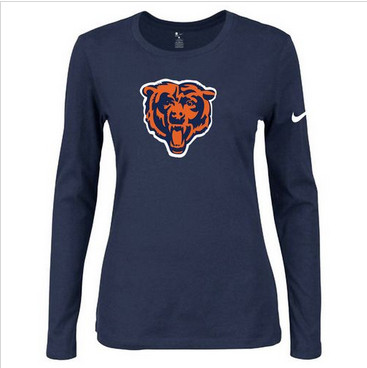 Women Nike Chicago Bears Of The City Long Sleeve Tri-Blend NFL T-Shirt Dark Blue-2