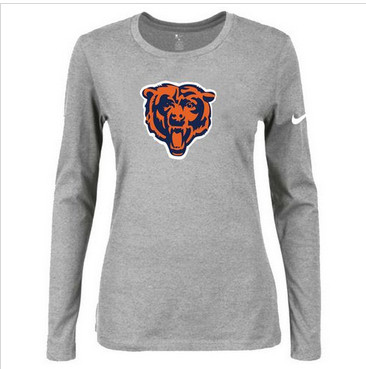 Women Nike Chicago Bears Of The City Long Sleeve Tri-Blend NFL T-Shirt Light Grey
