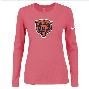 Women Nike Chicago Bears Of The City Long Sleeve Tri-Blend NFL T-Shirt Pink