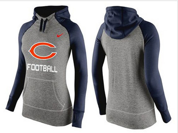 Women Nike Chicago Bears Performance Hoodie Grey & Dark Blue