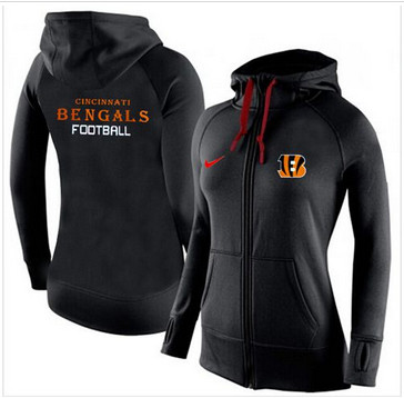 Women Nike Cincinnati Bengals Full-Zip Performance Hoodie Black