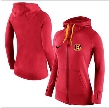 Women Nike Cincinnati Bengals Full-Zip Performance Hoodie Red