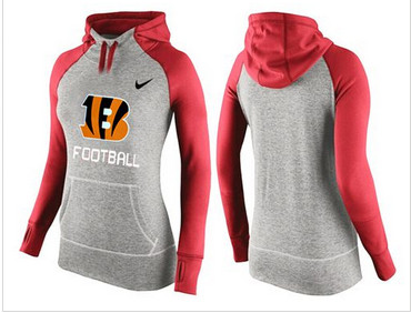 Women Nike Cincinnati Bengals Performance Hoodie Grey & Red_1