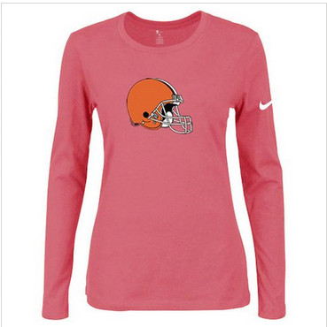 Women Nike Cleveland Browns Of The City Long Sleeve Tri-Blend NFL T-Shirt Pink
