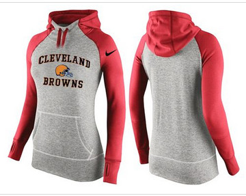 Women Nike Cleveland Browns Performance Hoodie Grey & Red_2